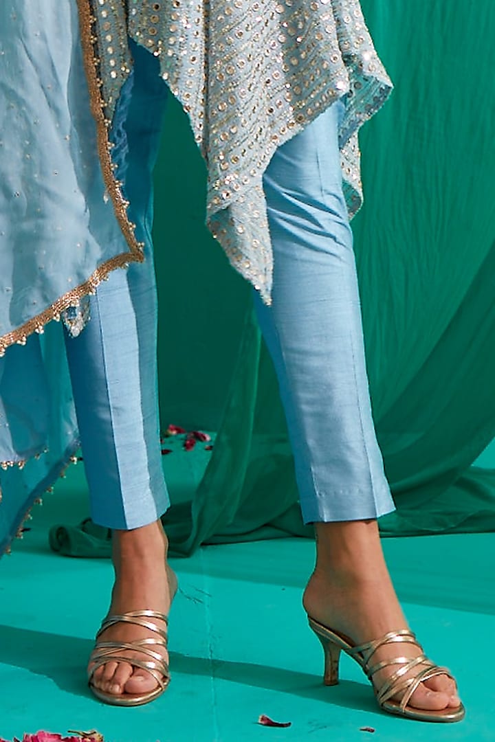 Ice Blue Embroidered Kurta Set by Mustard Moon by Neyha and Vrinda at Pernia's Pop Up Shop
