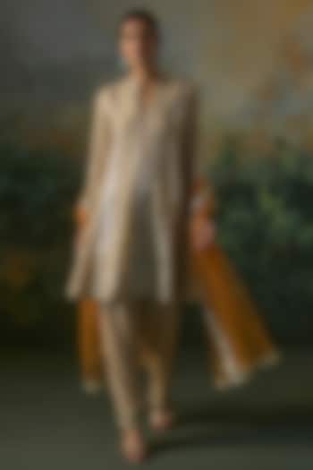 Sand & Saffron Georgette Embroidered Kurta Set by Mustard Moon by Neyha and Vrinda at Pernia's Pop Up Shop