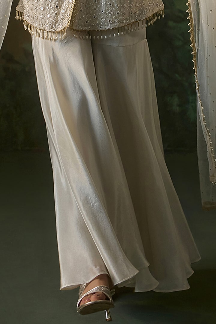 Ivory Tissue Party Wear Sharara Set by Mustard Moon by Neyha and Vrinda at Pernia's Pop Up Shop
