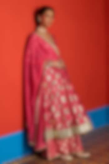 Razzmatazz Banarasi Chanderi Embroidered Party Wear Anarkali Set by Mustard Moon by Neyha and Vrinda at Pernia's Pop Up Shop