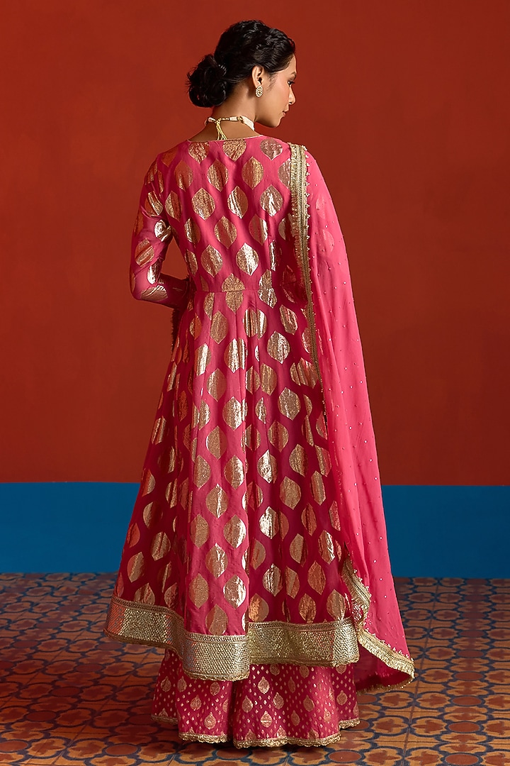 Razzmatazz Banarasi Chanderi Embroidered Party Wear Anarkali Set by Mustard Moon by Neyha and Vrinda at Pernia's Pop Up Shop