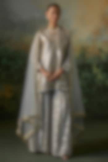 Powder Blue Georgette Wedding Sharara Set by Mustard Moon by Neyha and Vrinda at Pernia's Pop Up Shop