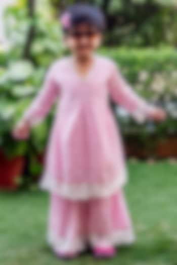 Baby Pink Cotton Hand-Blocked Printed Sharara Set by MISSPRINT at Pernia's Pop Up Shop