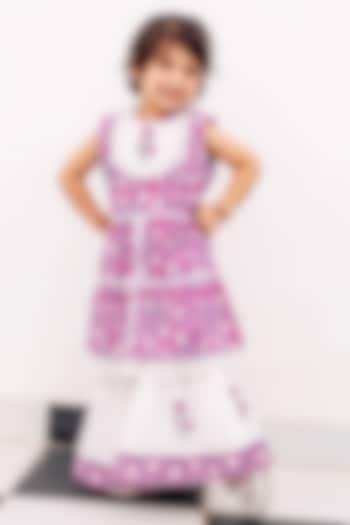 Purple & White Cotton Hand-Blocked Printed Sharara Set by MISSPRINT at Pernia's Pop Up Shop