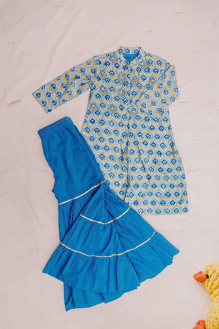 Blue Chanderi Gota Work Sharara Set by MISSPRINT at Pernia's Pop Up Shop