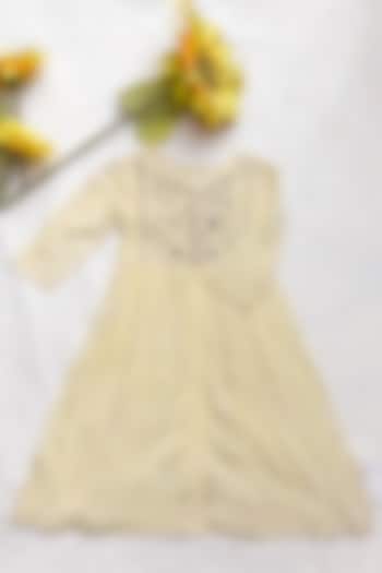 Yellow Rayon Lurex Dori Embroidered Dress For Girls by MISSPRINT at Pernia's Pop Up Shop