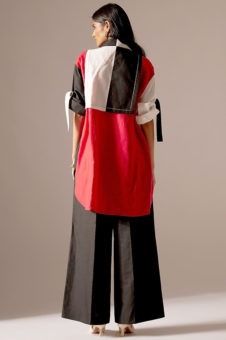 Black & White Linen Oversized Jacket Set by Mini Sondhi at Pernia's Pop Up Shop