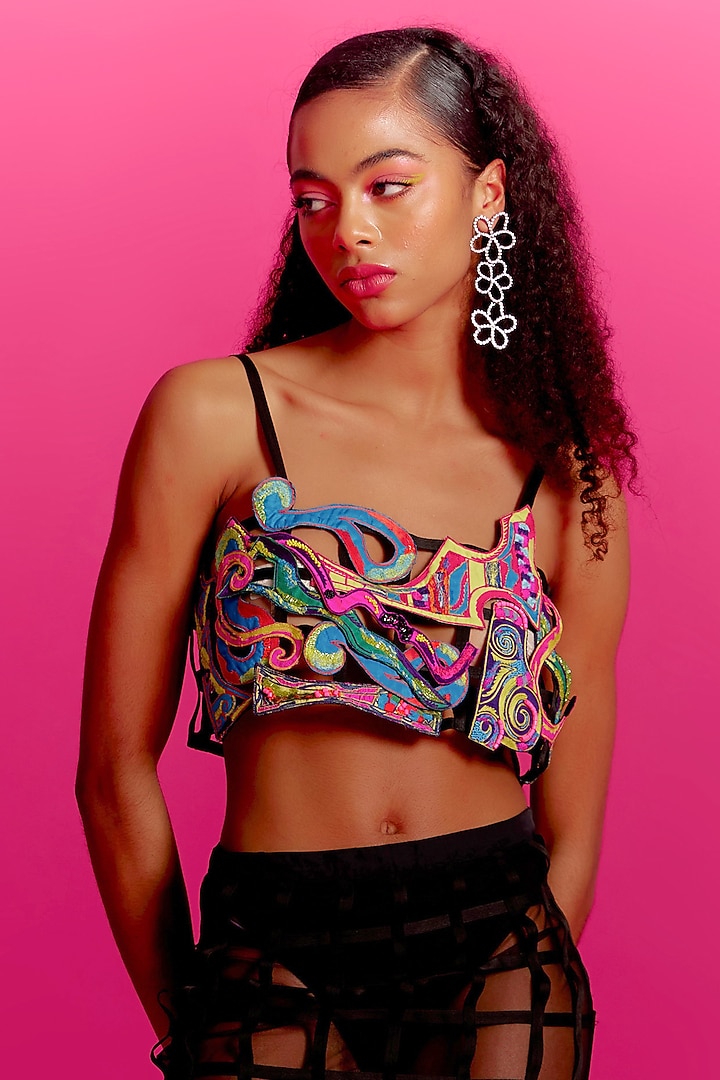 Black Net Pencil Skirt Set by Mini Sondhi at Pernia's Pop Up Shop