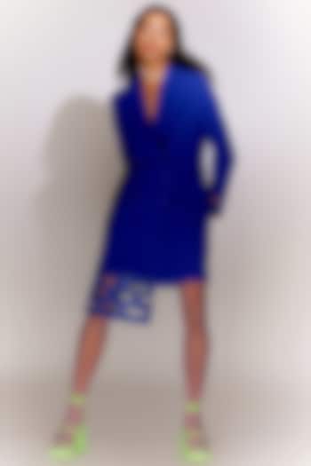 Blue Snake Crepe Dress by Mini Sondhi