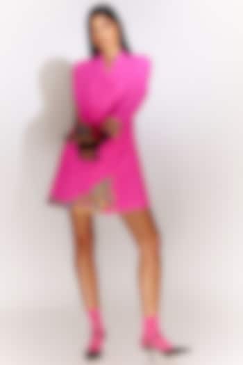 Pink Double Georgette Jacket Dress by Mini Sondhi