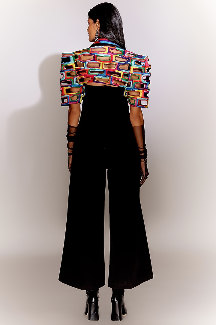 Black Crepe Jumpsuit With Jacket by Mini Sondhi at Pernia's Pop Up Shop