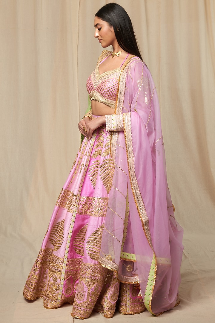 Barfi Pink Paan-Patti Bridal Lehenga Set by Masaba at Pernia's Pop Up Shop