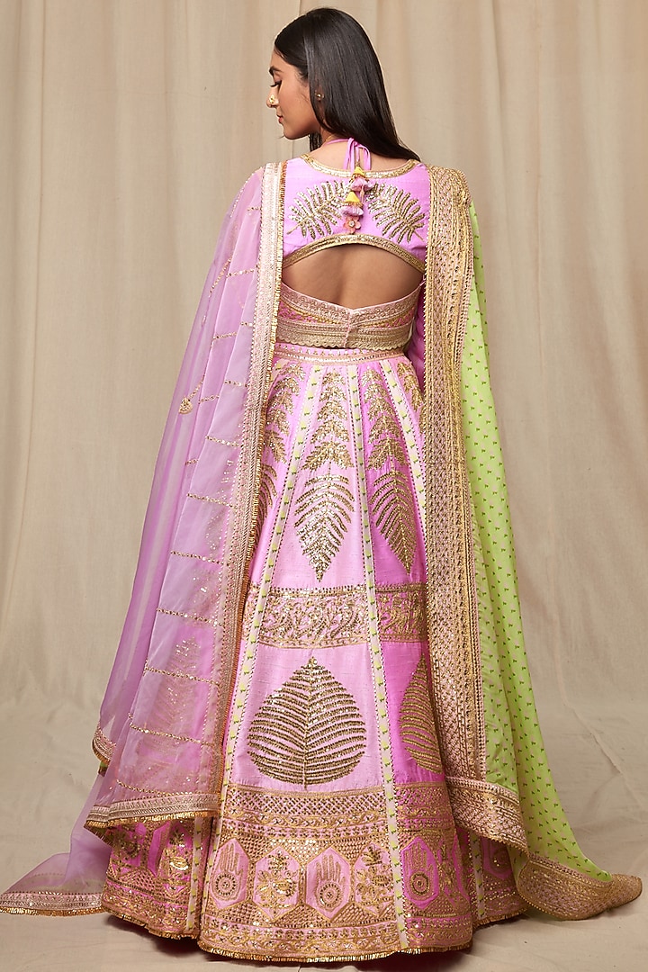 Barfi Pink Paan-Patti Bridal Lehenga Set by Masaba at Pernia's Pop Up Shop