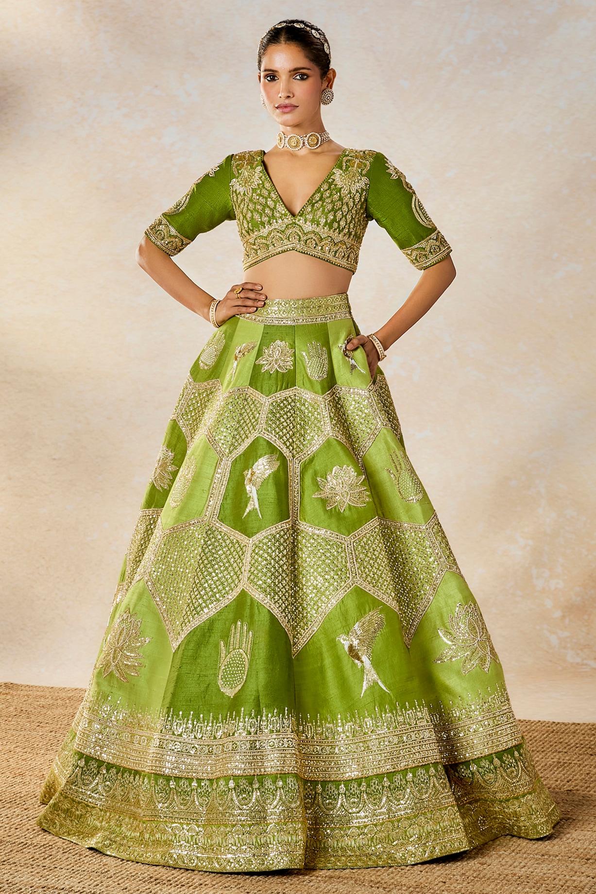 Black Paisley Jaal Heavy Lehenga main image 1