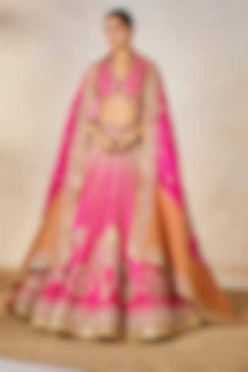 Hot Pink Heavy Raw Silk Sitara Embroidered Bridal Lehenga Set by Masaba at Pernia's Pop Up Shop