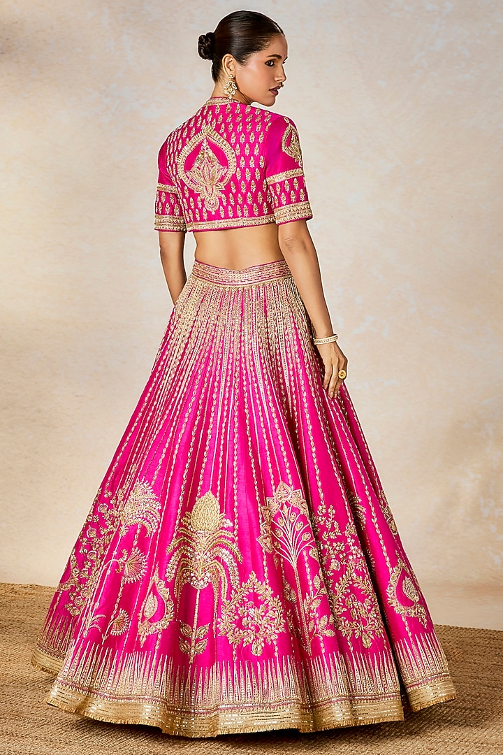 Hot Pink Heavy Raw Silk Sitara Embroidered Bridal Lehenga Set by Masaba at Pernia's Pop Up Shop