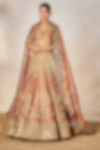 Rust Heavy Raw Silk & Tissue Motif Work Bridal Lehenga Set by Masaba at Pernia's Pop Up Shop