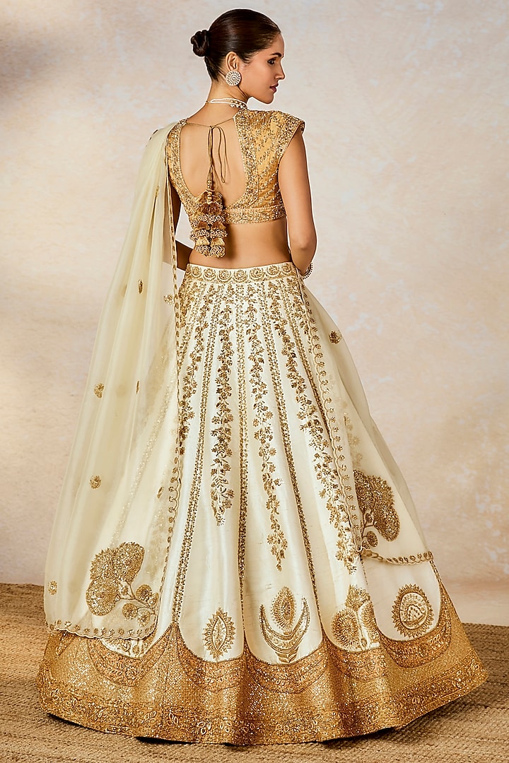 Ivory Heavy Raw Silk & Tissue Motif Work Bridal Lehenga Set by Masaba at Pernia's Pop Up Shop