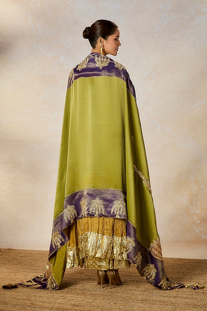 Gold Crushed Georgette Tissue Gota Hand Work Bridal Anarkali Set by Masaba at Pernia's Pop Up Shop