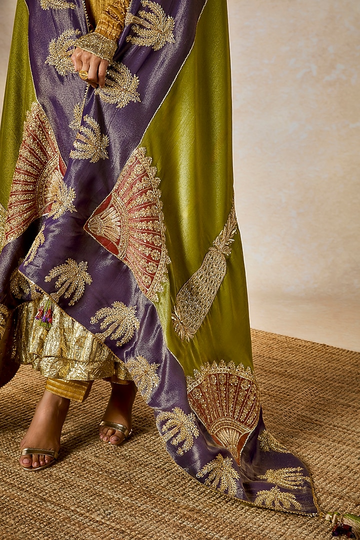 Gold Crushed Georgette Tissue Gota Hand Work Bridal Anarkali Set by Masaba at Pernia's Pop Up Shop