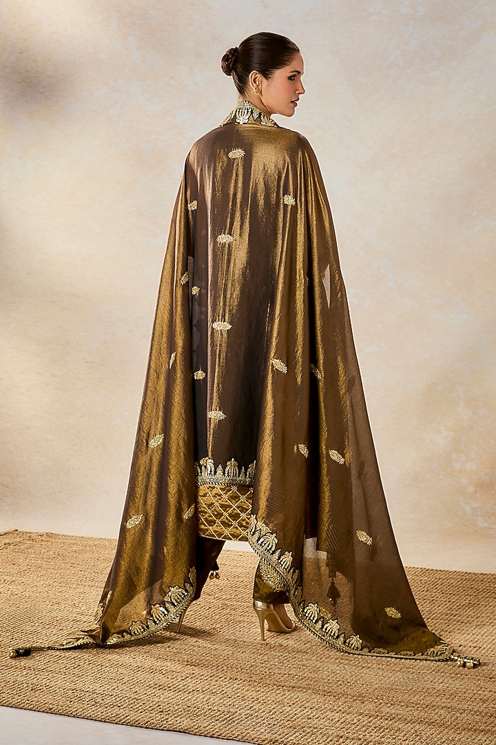 Black Heavy Raw Silk Jaal Embroidered Kurta Set by Masaba at Pernia's Pop Up Shop