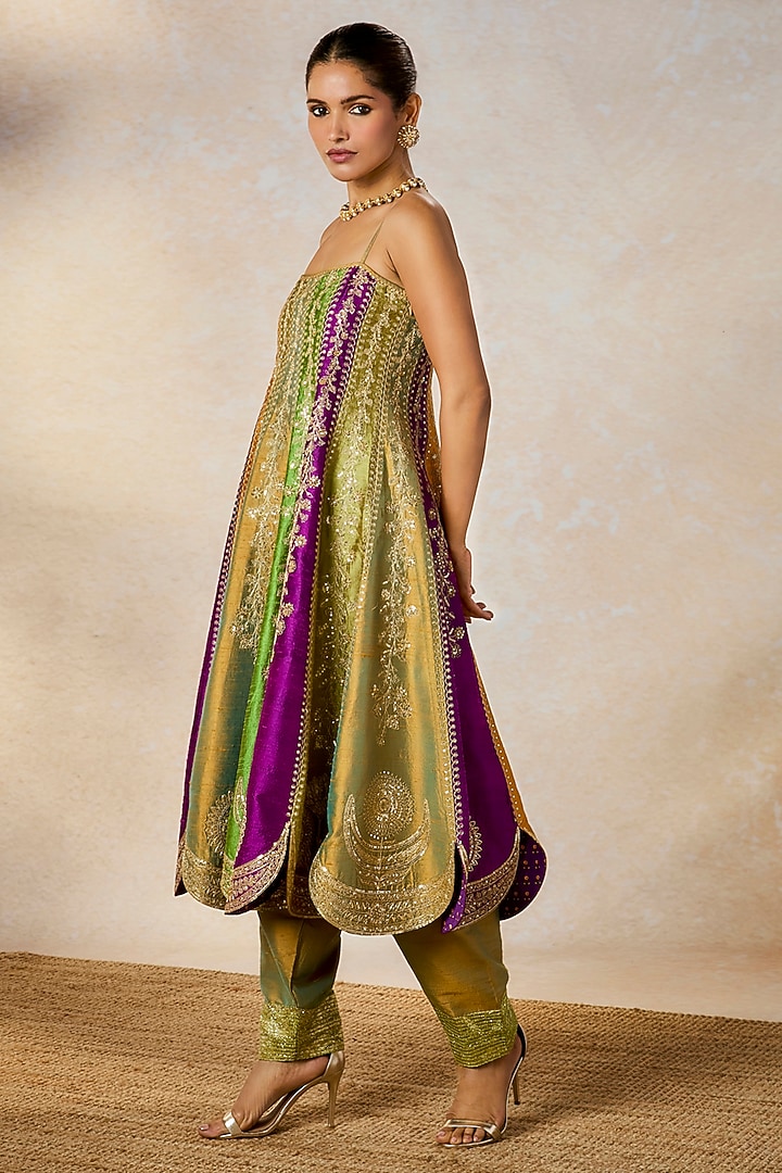 Multi-Colored Heavy Raw Silk Bridal Anarkali Set by Masaba at Pernia's Pop Up Shop