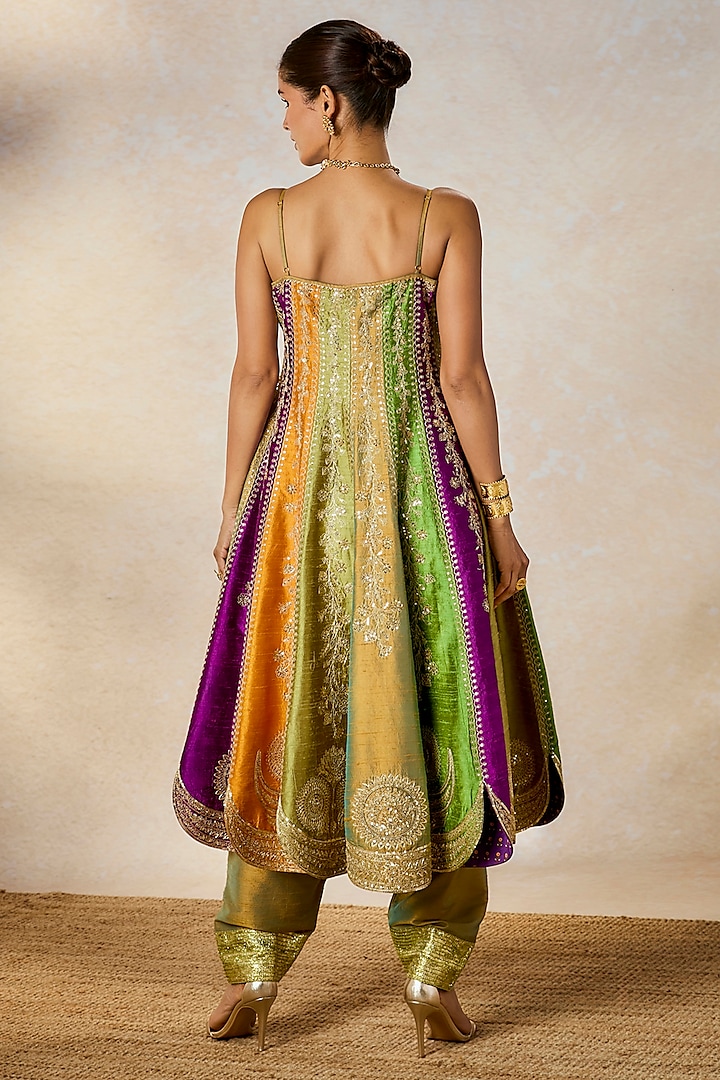 Multi-Colored Heavy Raw Silk Bridal Anarkali Set by Masaba at Pernia's Pop Up Shop