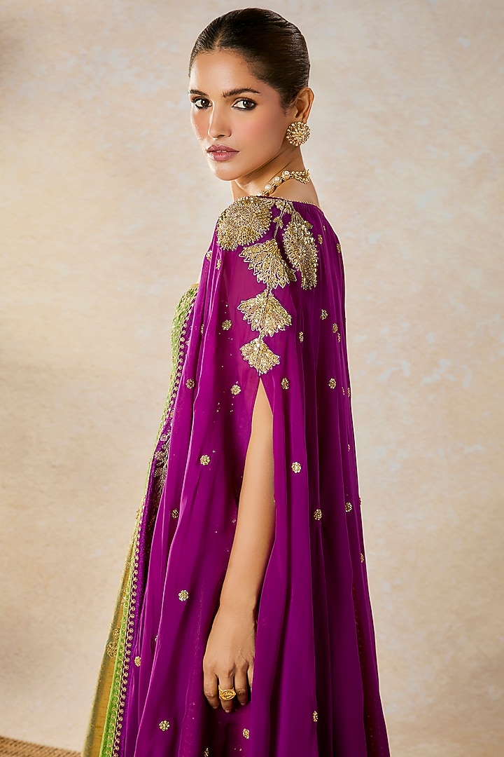 Multi-Colored Heavy Raw Silk Bridal Anarkali Set by Masaba at Pernia's Pop Up Shop
