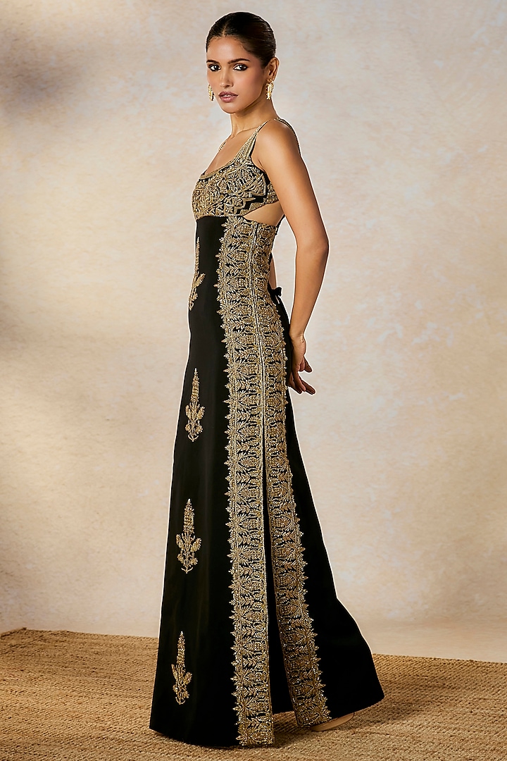 Black Moss Crepe Wedding Gown by Masaba at Pernia's Pop Up Shop