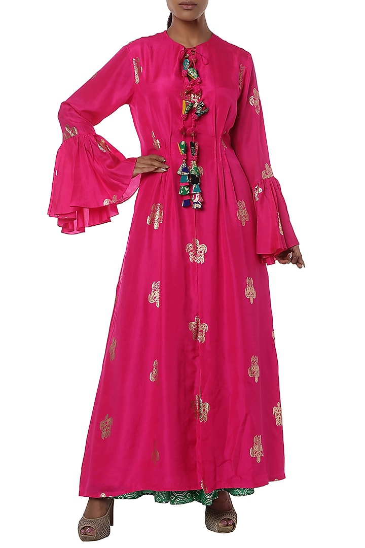 Fushcia pink printed kurta with green palazzo by Masaba at Pernia's Pop Up Shop