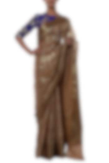 Nude half and half printed saree with blouse piece by Masaba