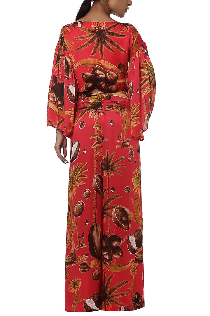 Red printed shirt with pants by Masaba at Pernia's Pop Up Shop