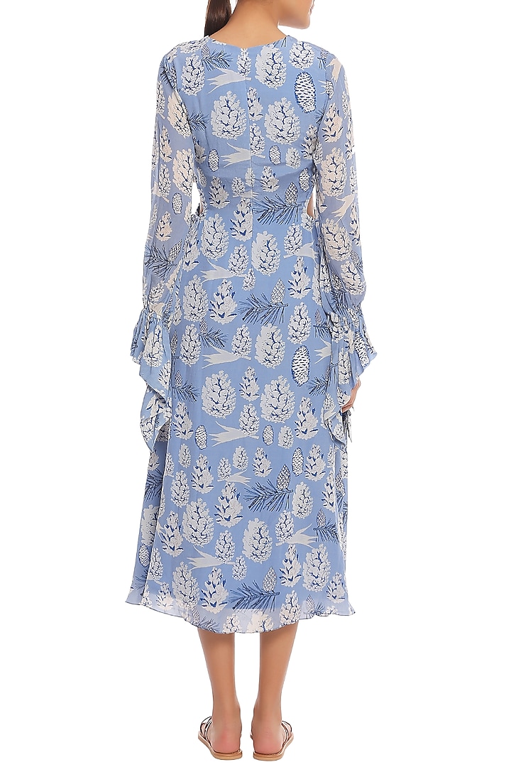 Blue Pine Forest Printed Cut Out Midi Dress by Masaba