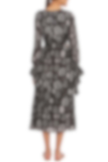 Black Pine Forest Printed Cut Out Midi Dress by Masaba