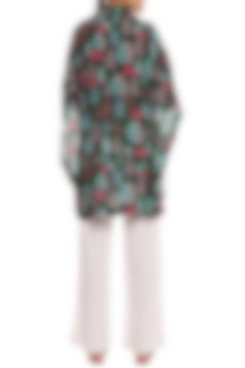 Green Pine Forest Printed Asymmetrical Sleeves Shirt by Masaba