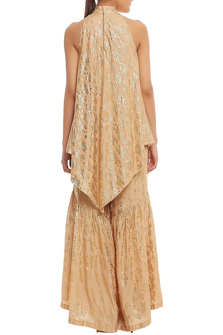 Beige Blooming Garden Printed Party Wear Sharara Set by Masaba at Pernia's Pop Up Shop