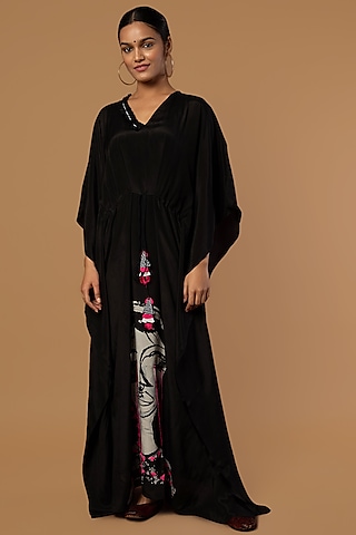 Black Digital Printed Kaftan by Masaba