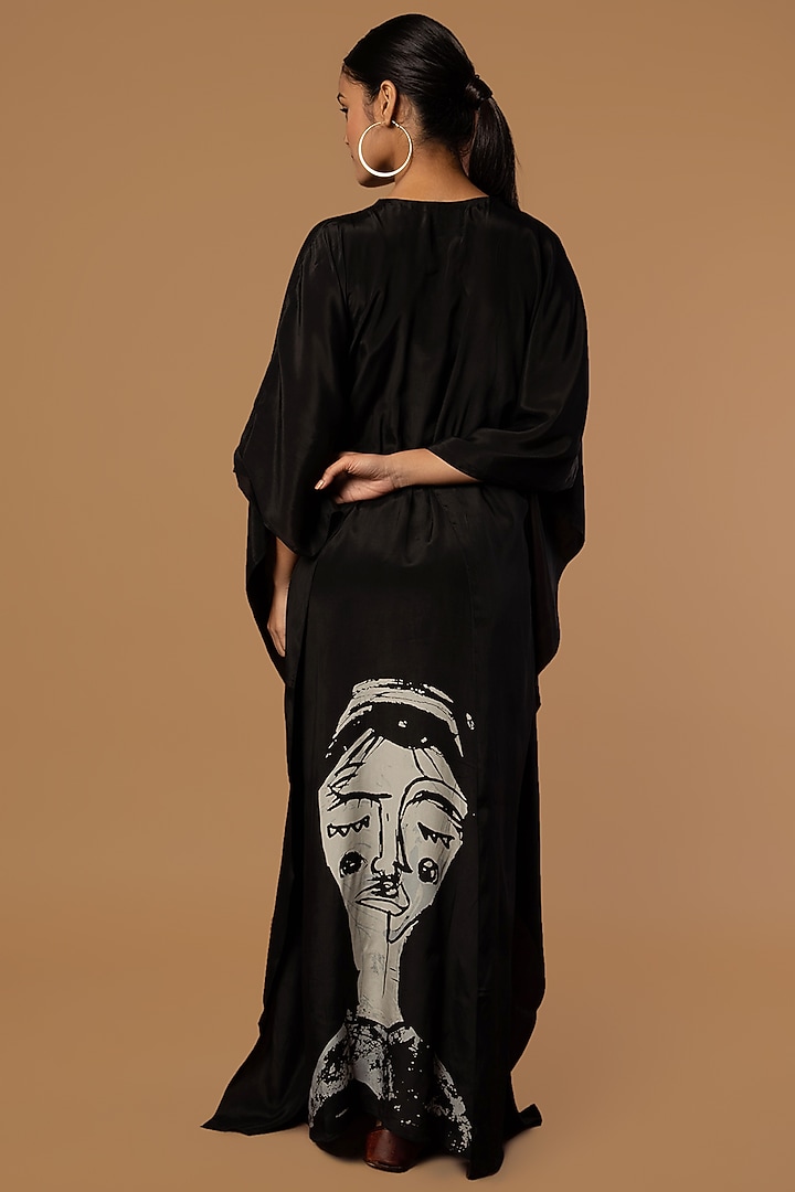 Black Digital Printed Kaftan by Masaba at Pernia's Pop Up Shop