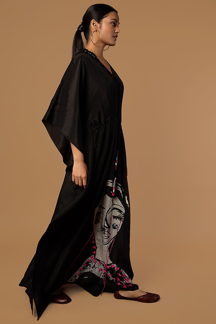 Black Digital Printed Kaftan by Masaba at Pernia's Pop Up Shop