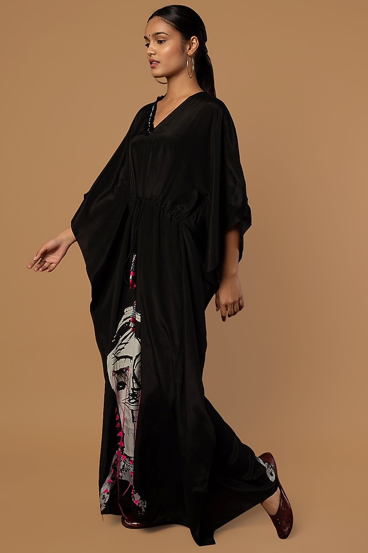 Black Digital Printed Kaftan by Masaba at Pernia's Pop Up Shop