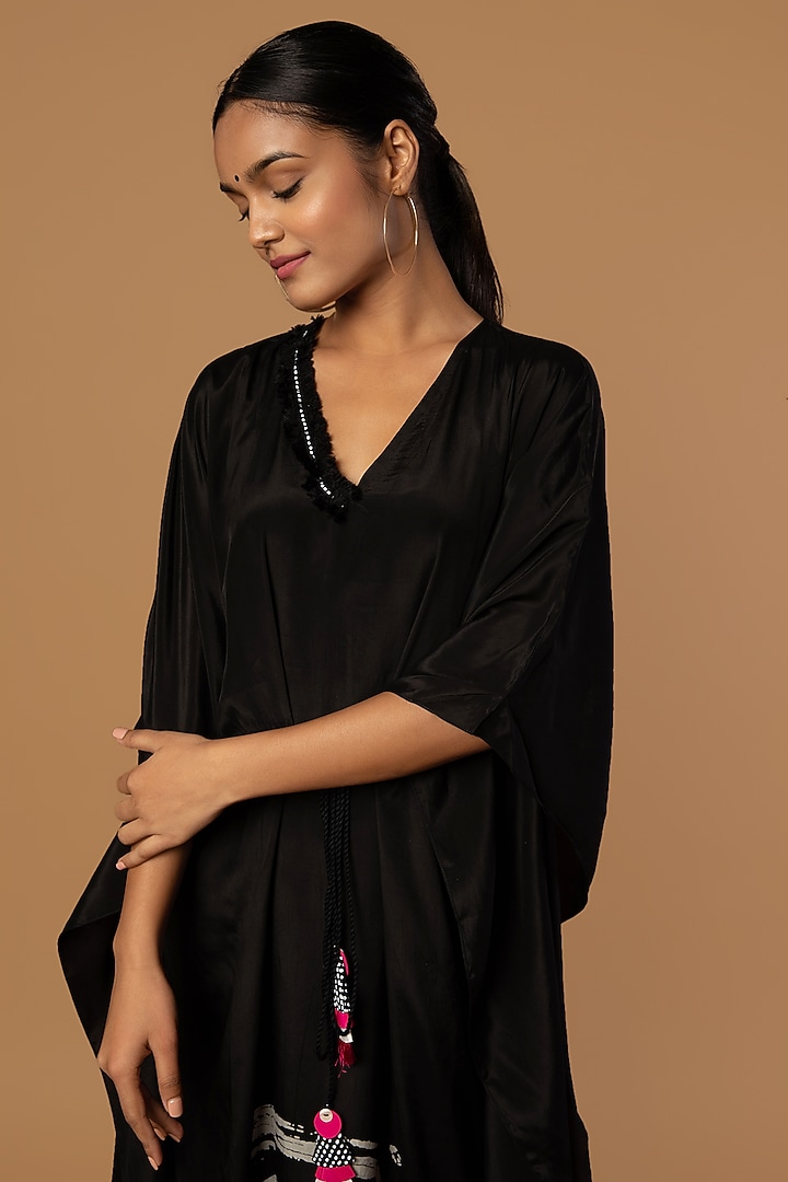 Black Digital Printed Kaftan by Masaba at Pernia's Pop Up Shop