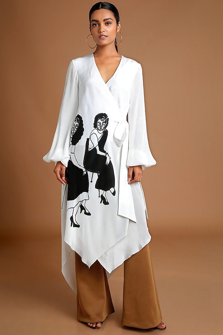 Ivory Printed Wrap Top by Masaba