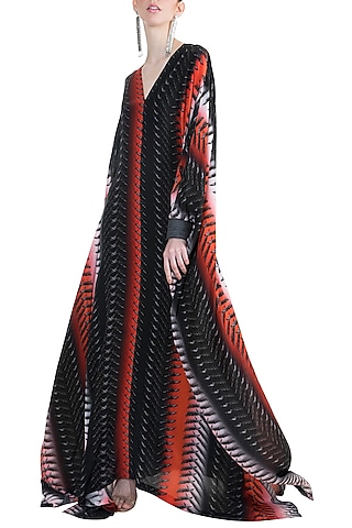 Black & Red Bleeding Swords Kaftan by Masaba