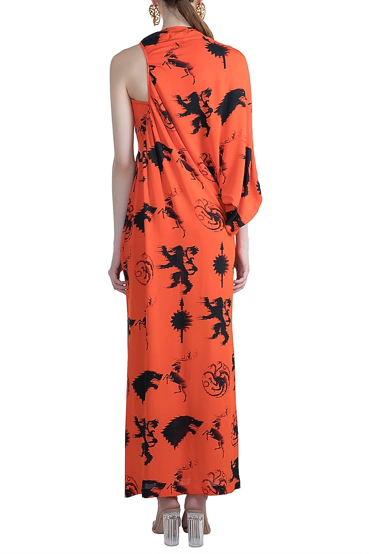 Black & Red Sigil Storm Gathered Summer Dress With Bustier by Masaba at Pernia's Pop Up Shop