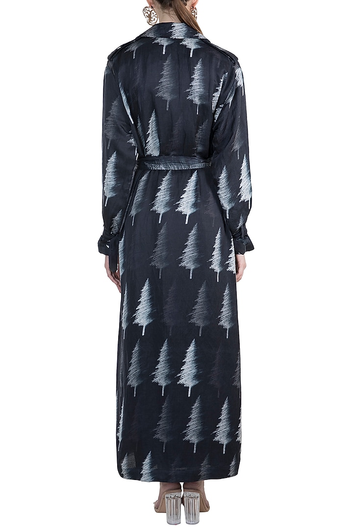 Black Distressed Tree Trench Coat by Masaba at Pernia's Pop Up Shop