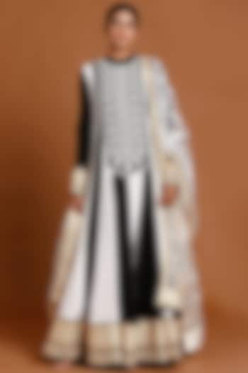 Black & Ivory Embroidered Wedding Anarkali Set by Masaba at Pernia's Pop Up Shop