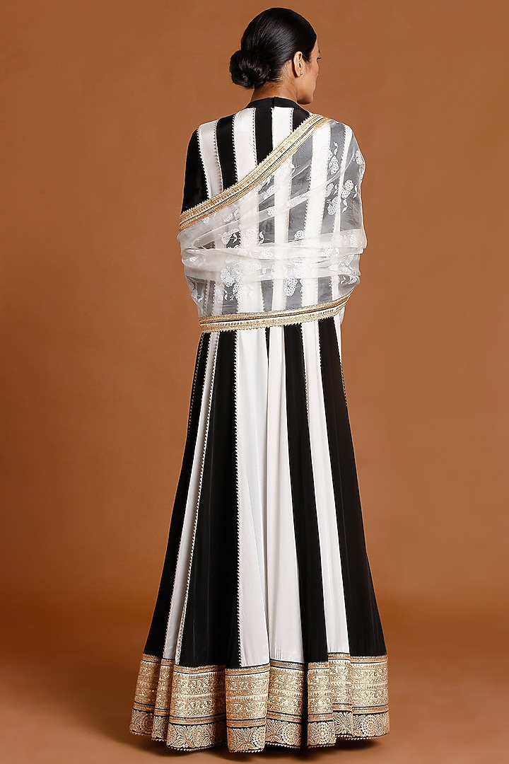 Black & Ivory Embroidered Wedding Anarkali Set by Masaba at Pernia's Pop Up Shop