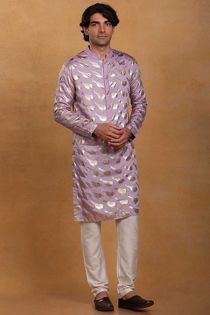 Lilac Raw Silk Kurta by Masaba Men at Pernia's Pop Up Shop