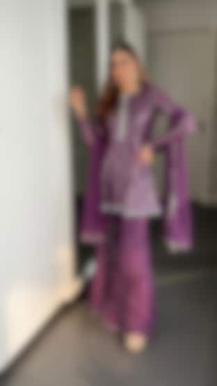 Purple Embroidered Sharara Set by Mustard Moon by Neyha and Vrinda
