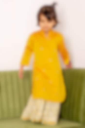 Yellow Silk Chanderi Printed Sharara Set by MISSPRINT at Pernia's Pop Up Shop